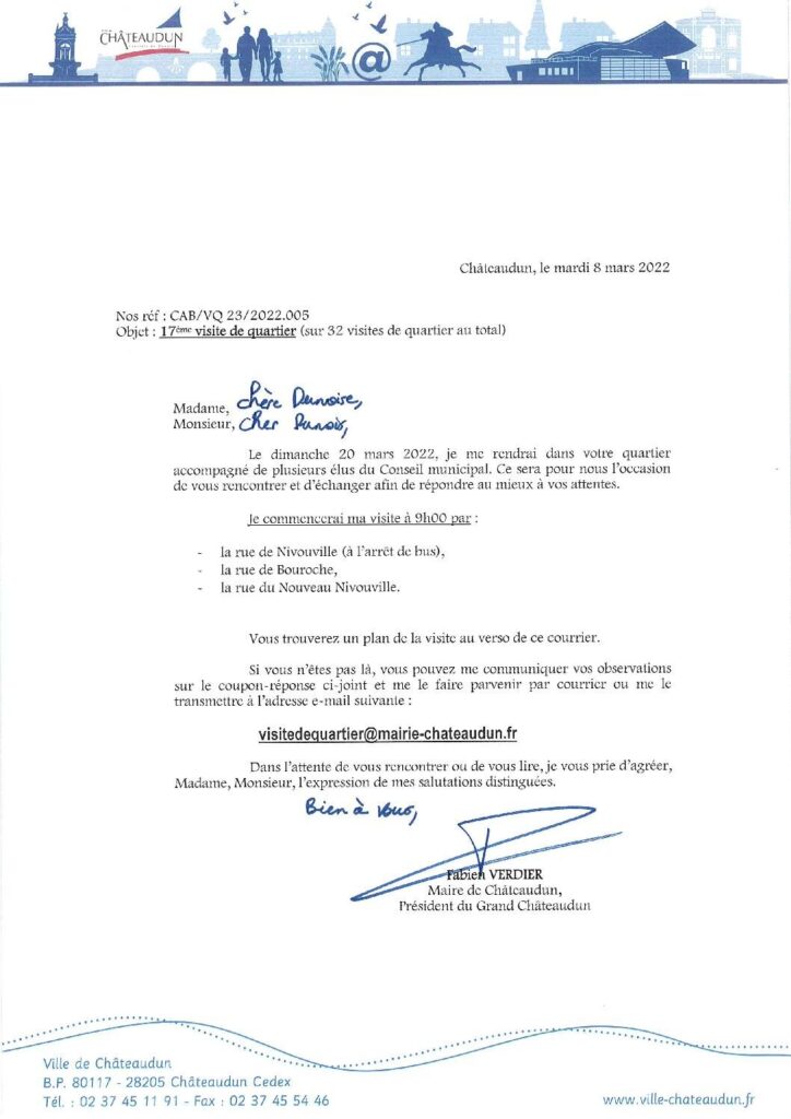 Image du document Régulièrement, les élus vont à la rencontre des Dunoises et des Dunois – Visite de quartier du dimanche 20 mars 2022